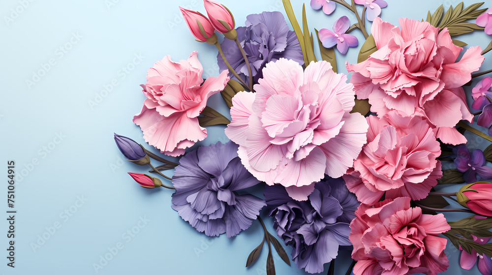 Floral background, flat lay, top view