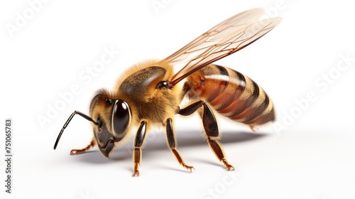 Close-up of a honey bee. isolated on white photo