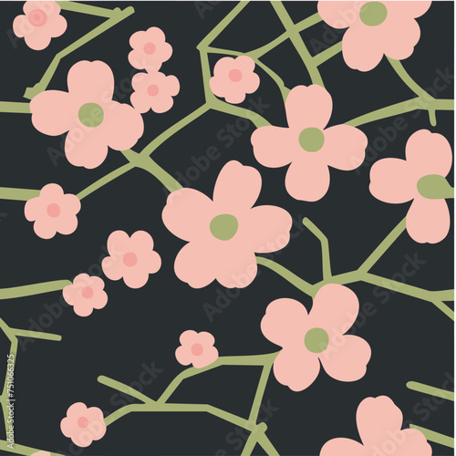 Sakura Serenity: Best-Selling Adobe Stock Vector of Japanese Cherry Blossom Pattern - Top 50 Tags for Tranquil, Floral, and Oriental Designs, Blossom Texture