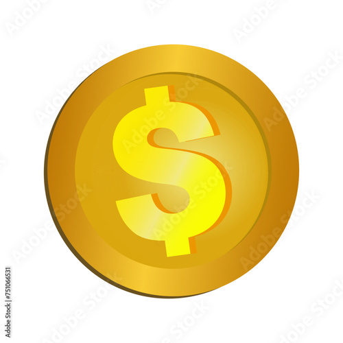 Coin vector illustration, dollar coin flat icon