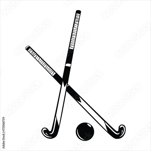 Hockey field stick in artline black and white for illustration