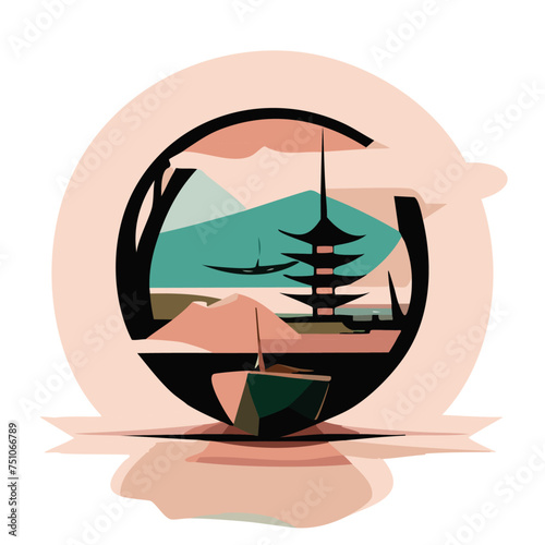Vector Illustration of Asian Travel Destinations: Explore Exotic Locations in Asia