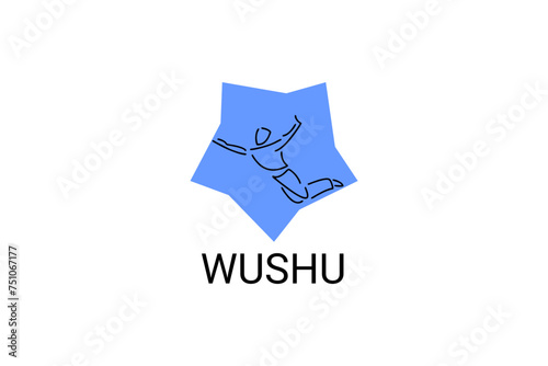 wushu sport vector line icon. sportman, fighting stance. sport pictogram illustration.