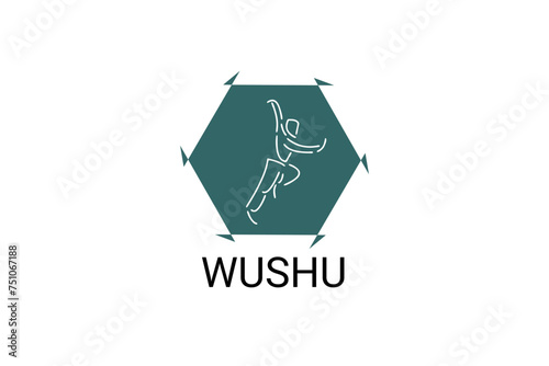wushu sport vector line icon. sportman, fighting stance. sport pictogram illustration.