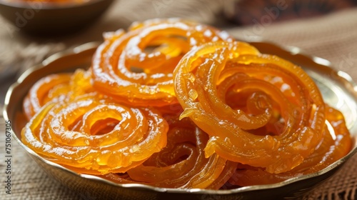 Jalebi: Deep-fried pretzel-shaped sweet made from batter and dipped in syrup.Ramadan Desserts.