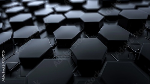 Abstract black technology hexagonal background, Abstract Geometric Hexagon 3D Theme