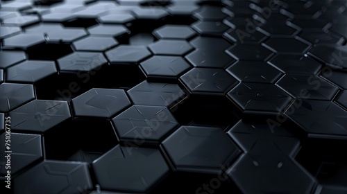 Abstract black technology hexagonal background, Black Hexagonal 3D Tech Pattern