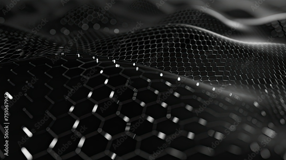Abstract black technology hexagonal background, Black Hexagon Tech Digital Visualization