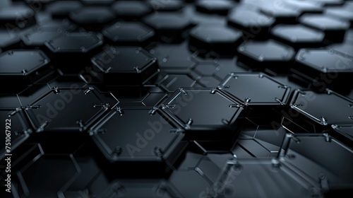 Abstract black technology hexagonal background, Futuristic Black Hexagon Geometric Array