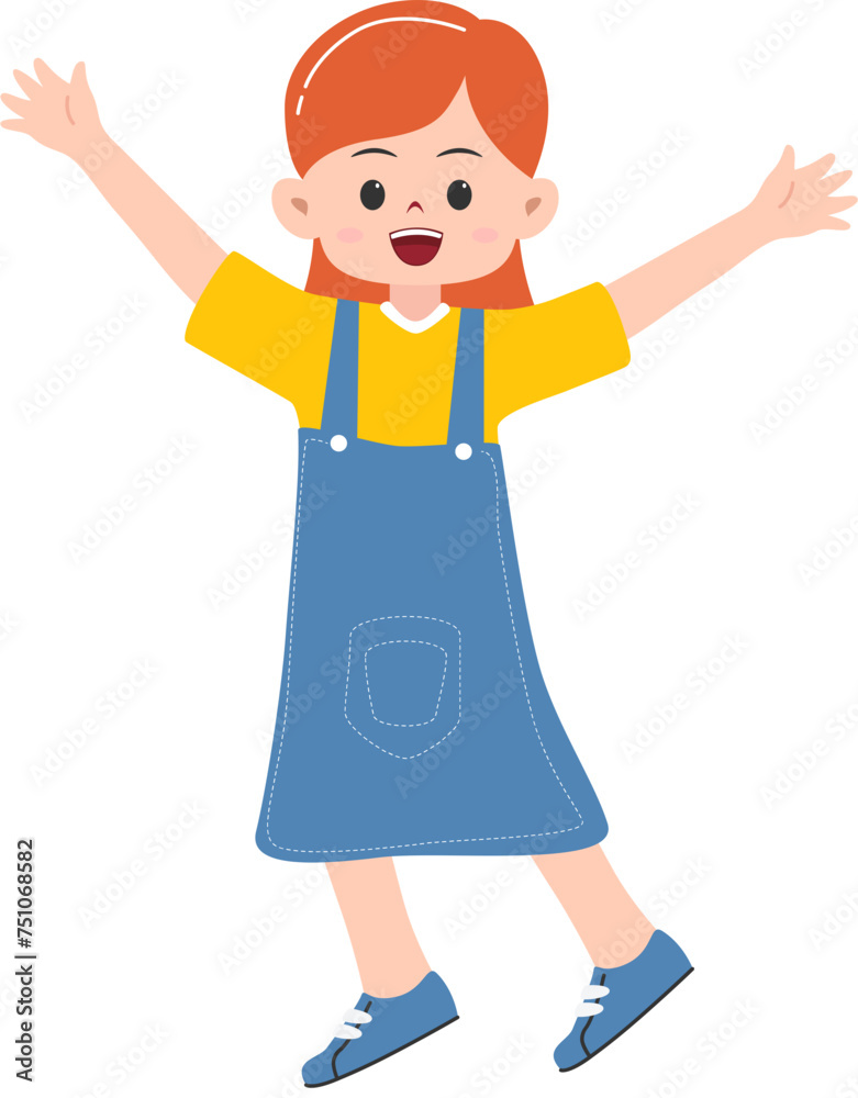 cute girl greets and smiles,flat vector illustration cute girl greets and smiles,flat vector illustration