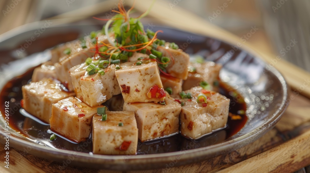 Savory tofu dishes are served during the Chinese New Year festival to increase good fortune. Savory tofu dishes are served during the Chinese New Year festival to increase good fortune.