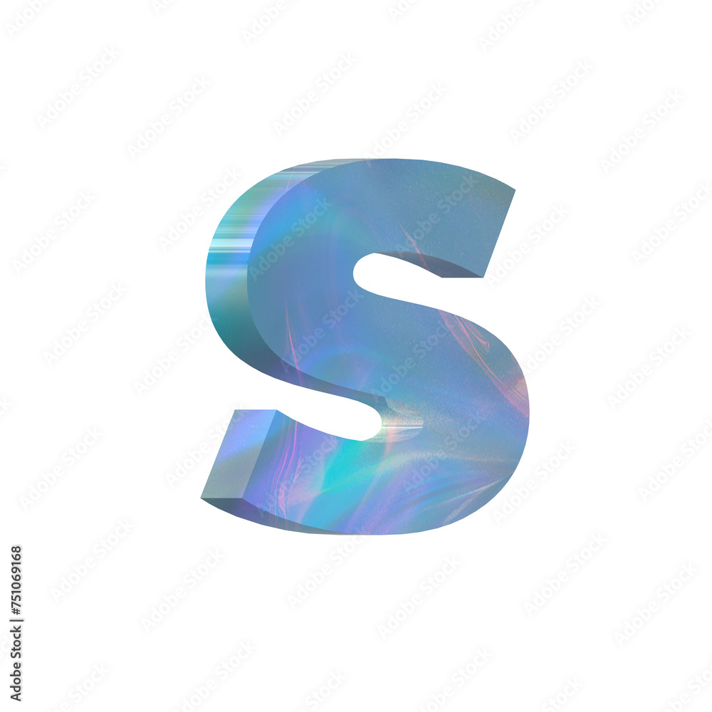 Sky blue Iridescent letter S Sky blue Iridescent letter S