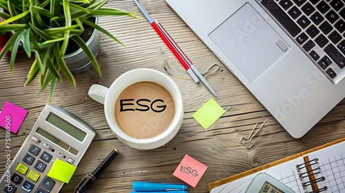  ESG (Environmental, Social, and Governance) on coffee photo