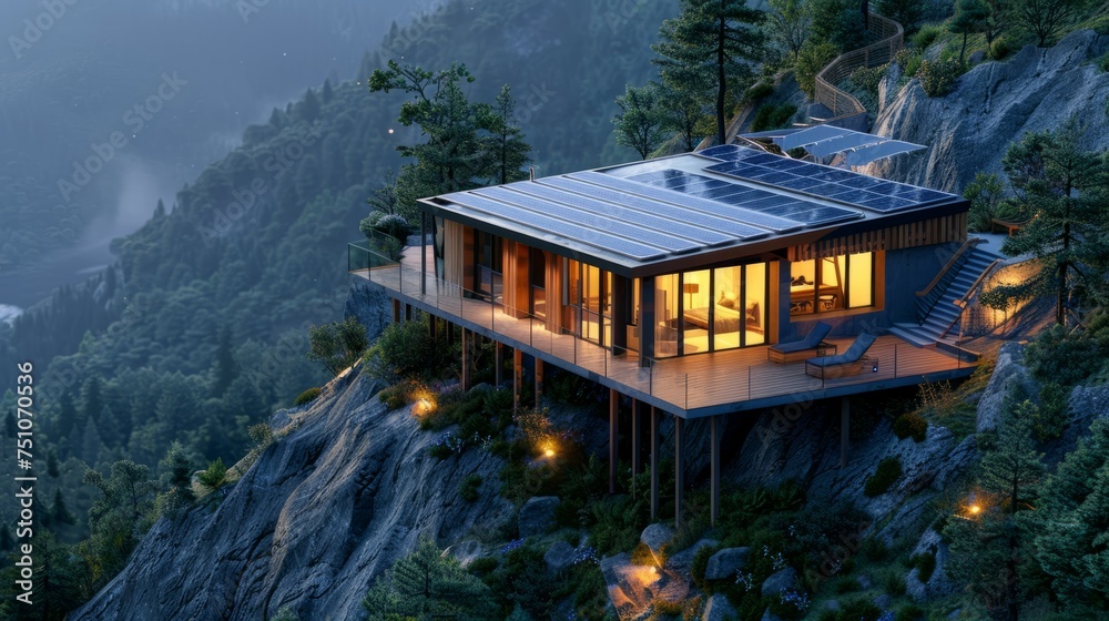 Mountain House With Solar Panel