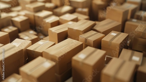 Stacked Brown Cardboard Boxes in Open Space