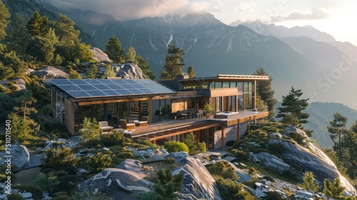 Mountain House With Solar Panel photo
