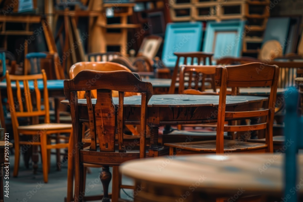 Room Filled With Wooden Chairs and Tables