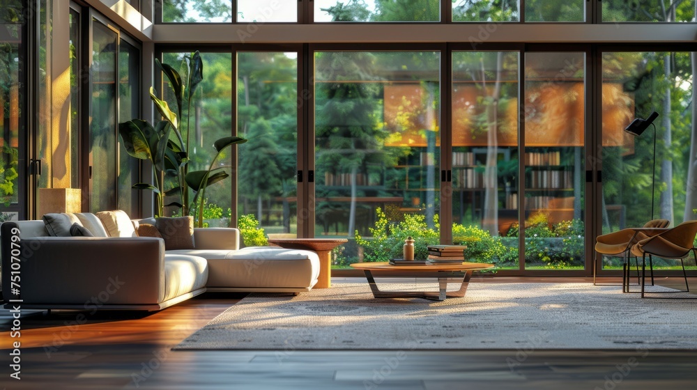 Modern Living Room With Abundant Furniture and Windows