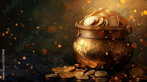 Pot of Coins on Table