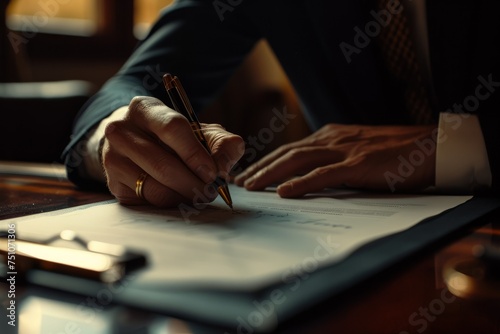 Businessman Writing on Paper