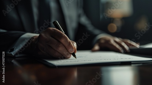 Businessman Signing Document in Suit