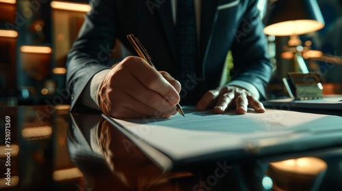 Businessman in Suit Signing Contract