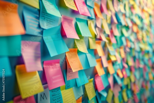 Colorful Wall Covered in Sticky Notes