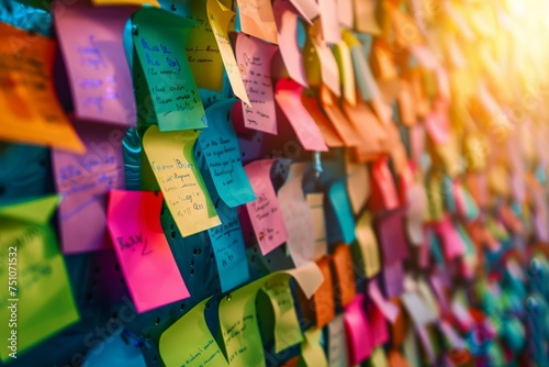 Colorful Sticky Notes Covering a Wall