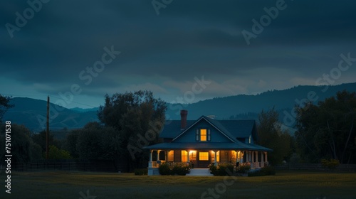 House Aglow in Night Mountains
