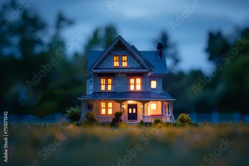 Doll House Illuminated at Night