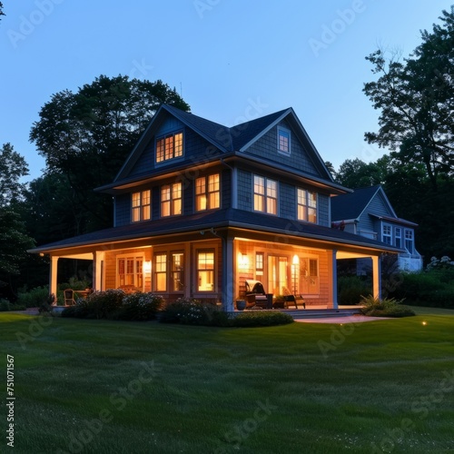 Illuminated House at Night © Ilugram