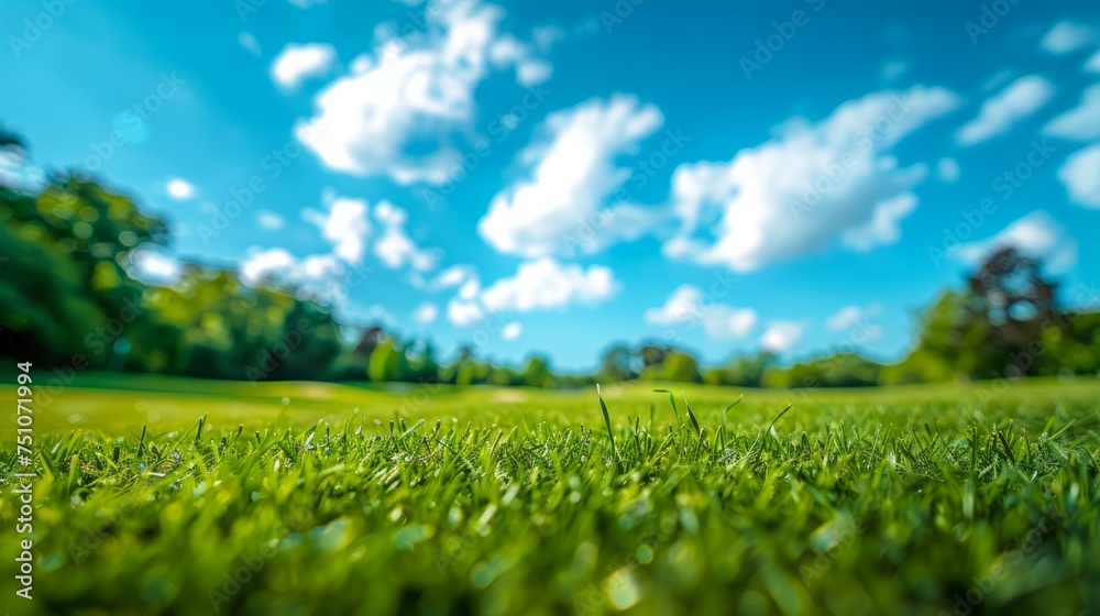 Green Grass Field With Blue Sky