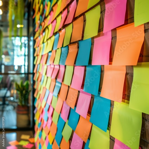 Vibrant Wall Covered in Colorful Sticky Notes