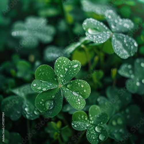 Group of Green Leaves With Water Droplets