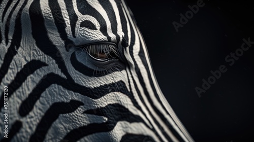Beautiful zebra side view. Generative Ai