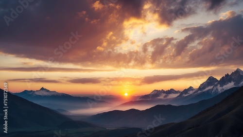 Capture the breathtaking moment as the sun sets behind the distant mountains, colors of the sky and the sense of peace