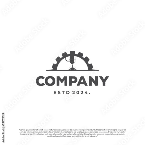 Laser cutting logo with half circle gear illustration