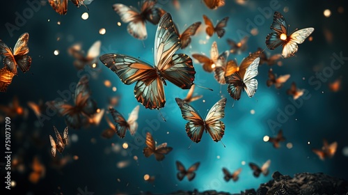 A figure with butterflies flying from an open hand, representing letting go photo