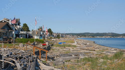 Patriotic waterfront homes on Whidbey Island-