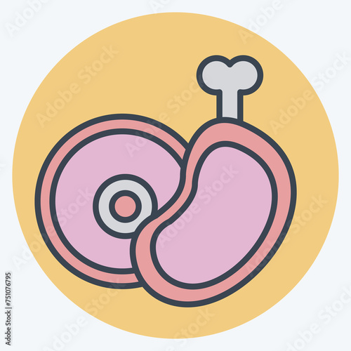Icon Meat. related to Picnic symbol. color mate style. simple design editable. simple illustration