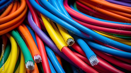 Close-Up Detail of Colorful BV Cables Ideal for Building Electrical Installation
