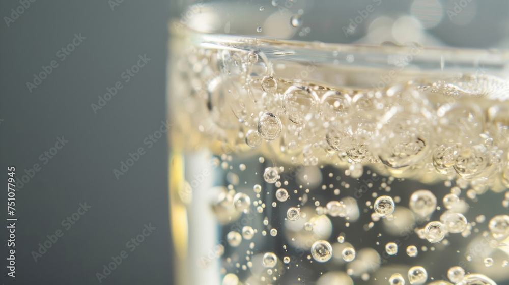 The delicate fizz floating atop a glass of soda perfectly captured in a closeup shot. The delicate fizz floating atop a glass of soda perfectly captured in a closeup shot.