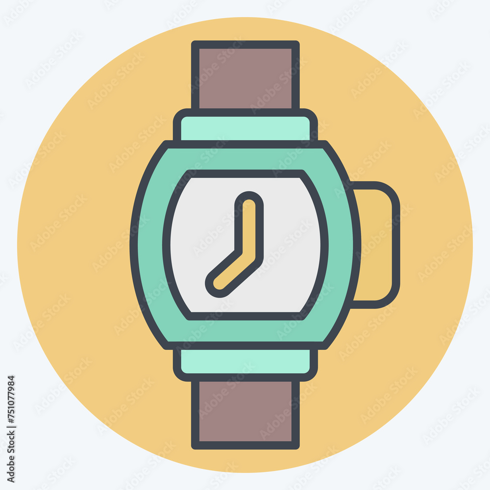 Icon Wristwatch. related to Jewelry symbol. color mate style. simple design editable. simple illustration Icon Wristwatch. related to Jewelry symbol. color mate style. simple design editable. simple illustration