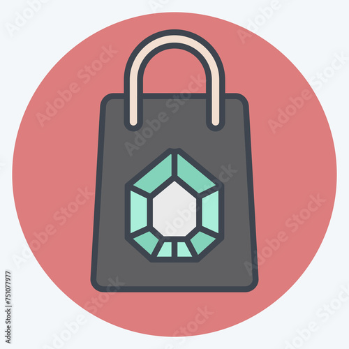 Icon Shopping Bag. related to Jewelry symbol. color mate style. simple design editable. simple illustration