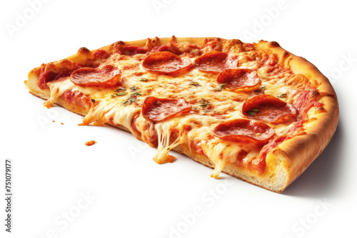 Pepperoni Half Pizza On Isolated White Background