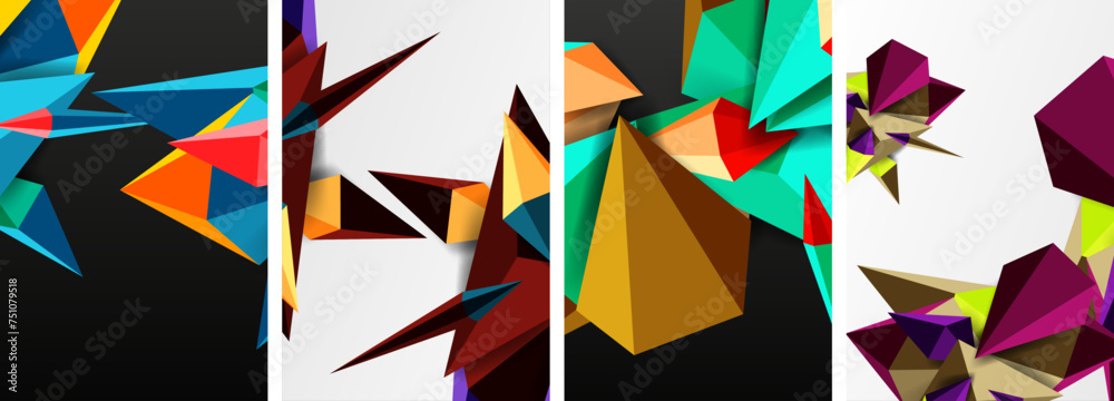 Mosaic triangles poster geometric abstract background set Mosaic triangles poster geometric abstract background set
