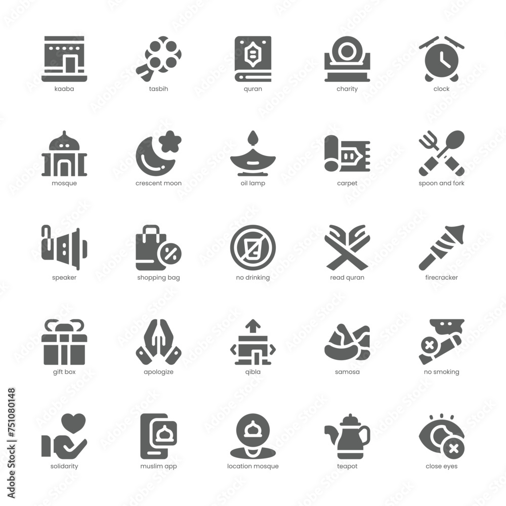 Eid and Ramadan  icon pack for your website, mobile, presentation, and logo design. Eid and Ramadan  icon glyph design. Vector graphics illustration and editable stroke.