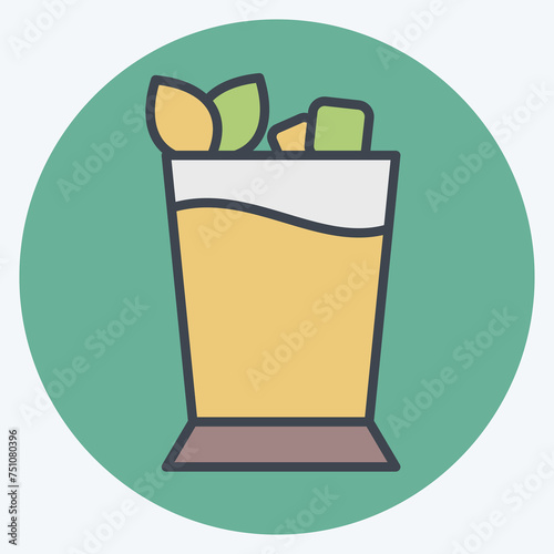 Icon Mint Julep. related to Cocktails,Drink symbol. color mate style. simple design editable. simple illustration