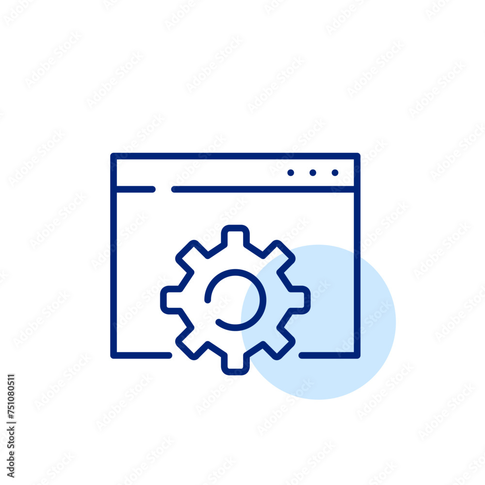 Web engineering icon. Internet page and cogwheel for settings and repairs. Pixel perfect, editable stroke icon Web engineering icon. Internet page and cogwheel for settings and repairs. Pixel perfect, editable stroke icon