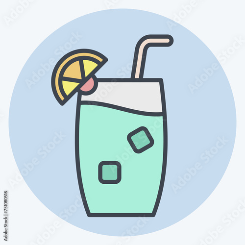 Icon Tom Collins. related to Cocktails,Drink symbol. color mate style. simple design editable. simple illustration